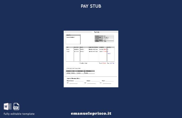 modello di busta paga PBC WAH in stile verificato